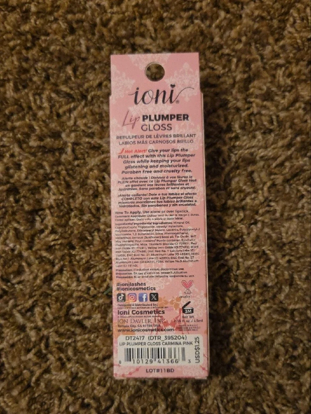 ioni Lip Plumper Gloss — Carmina Pink